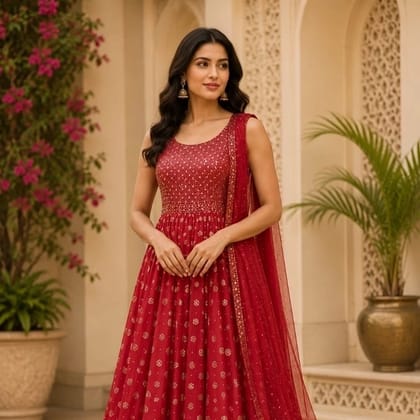 Premium Red Festive Women Gown