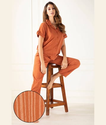 Clovia Brown Cotton Women's Nightwear Nightsuit Sets ( Pack of 2 )