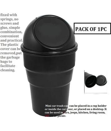 Mini Car Trash Bin Can Holder Dustbin (Plastic, Manual-Lift)