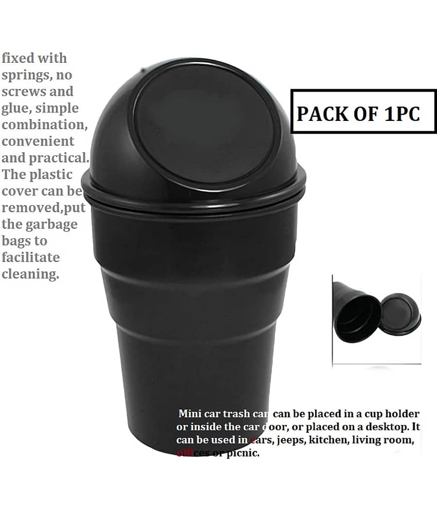 Mini Car Trash Bin Can Holder Dustbin (Plastic, Manual-Lift)