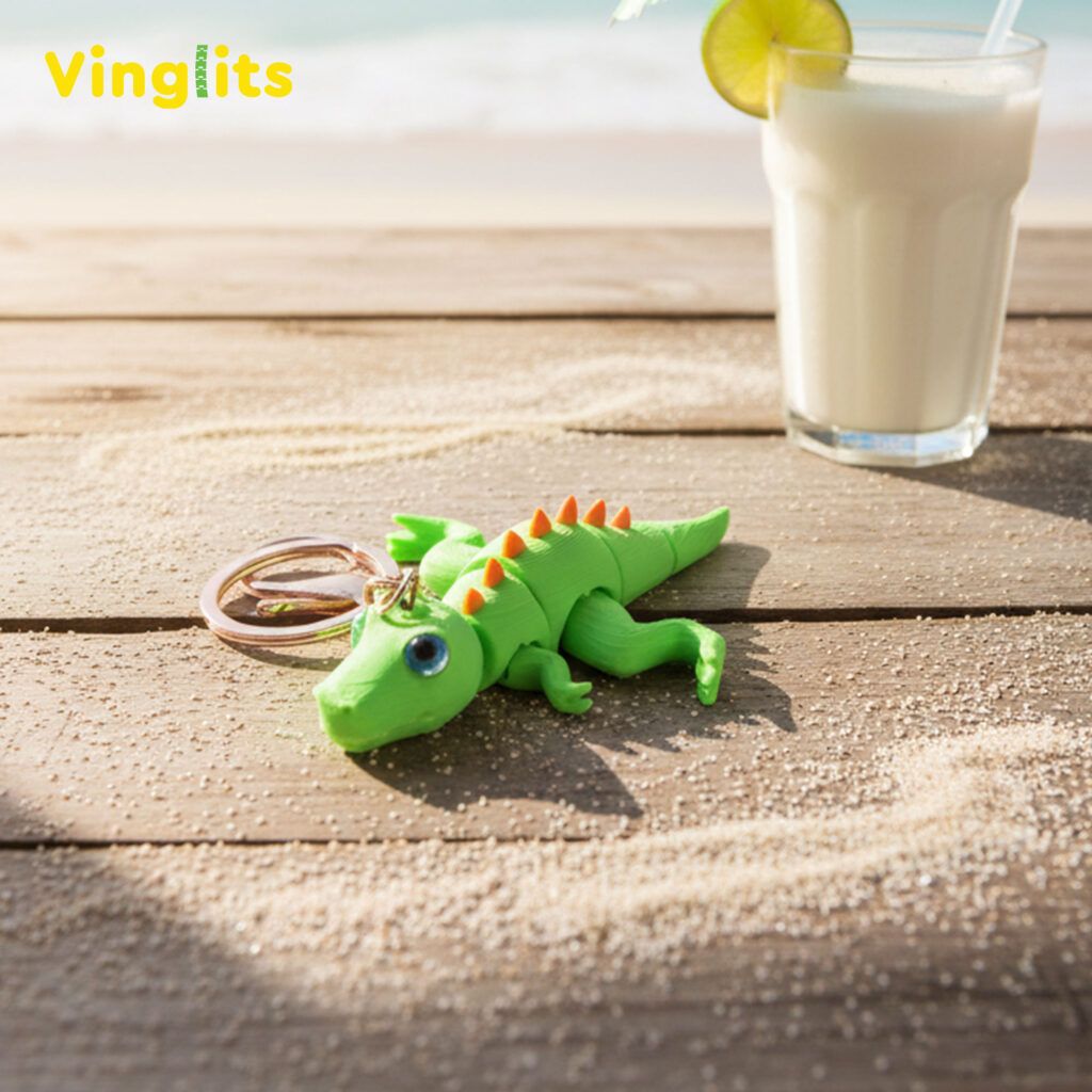 Vinglits Fantasy Shelf 3D Printed Keychains – Articulated Animal Toys, Pocket-Friendly Keyrings, Stress Relief Desk Toys for Kids & Adults, Collectible Accessories (Dinosaur- Crackle, Medium)