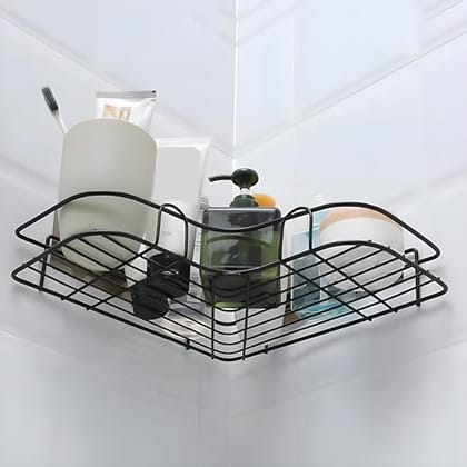 Ruboxa Self Adhesive Corner Shelf for Bathroom/GI Metal Shelf for Kitchen with Magic Sticker/Bathroom