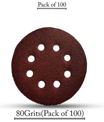 5inch Velcro Sanding Disc Paper 80Grit Sanding Disc Paper(Pack of 100) Suitable for Sanding Polishing Disc Pad Thread Sticky Disc