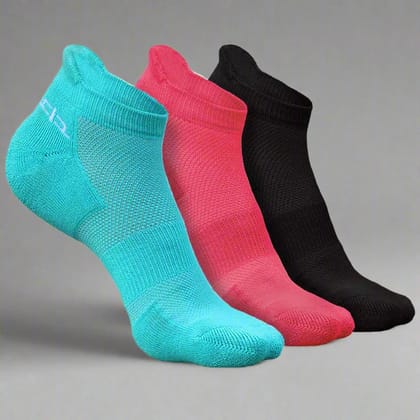 Bamboo Women Ankle Socks - 3 Pairs-Teal | Pink | Black