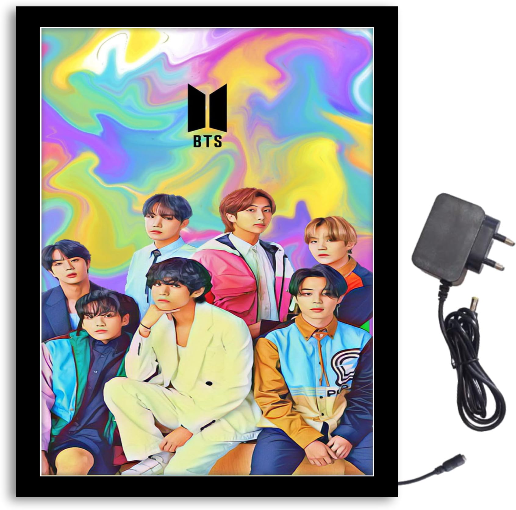 NOKKES Bts Team Light Photo Frame 8X10 inch Led Light photo Frame With Light Adaptor Led Light Photo Frame Black Color Photo Frame_AQW172