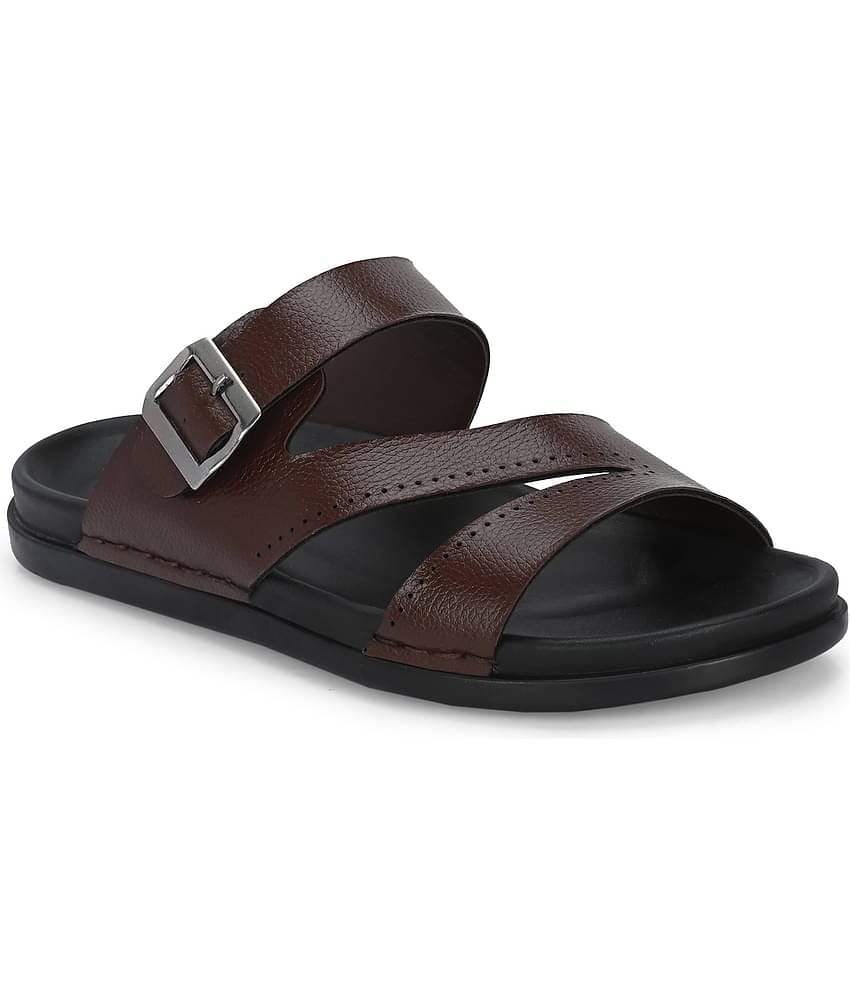 Leeport Black Men's Leather Slipper