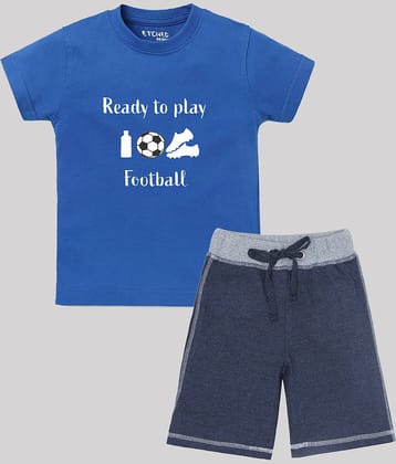ETCHED DESIGN Pack of 1 Boys Cotton T-Shirt & Shorts Set ( Multicolor )