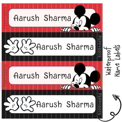 Waterproof Labels - MICKEY MOUSE -  Pack of 88 labels - PREPAID ONLY