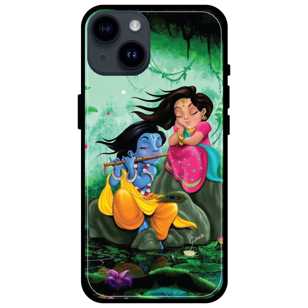 Radha Krishna - Glossy Metal Silicone Case For Apple iPhone Models-Apple iPhone 14