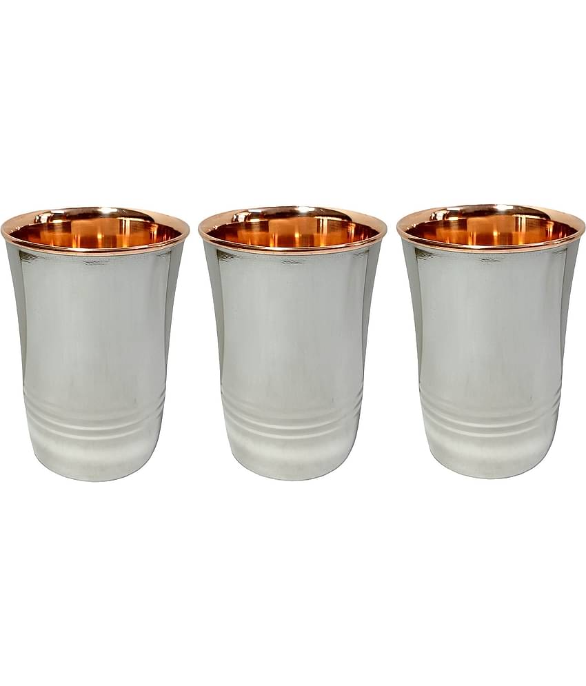A & H ENTERPRISES - Copper Glasses Set 250 ml ( Pack of 3 )