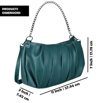 Green Designer Faux Leather Handbag For Women And Girls HB30