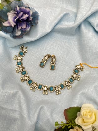 Victorian & Kundan Stone Necklace Set 158