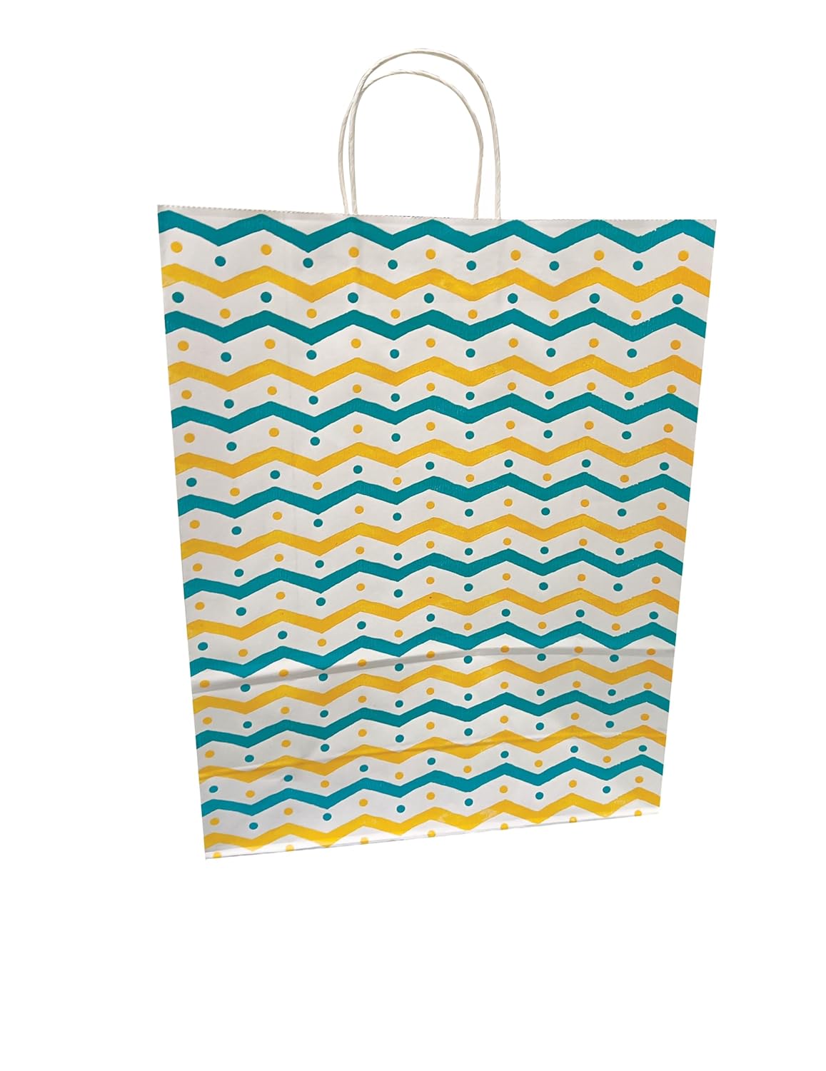 120 GSM Bi-Colour Printed Paper Gift Bags, Ideal for Birthday Return Gifts, Wedding Gifts, & Gifting on Special Occasions (Size: 15.5 x 12.5 x 5 inch, Yellow Blue)