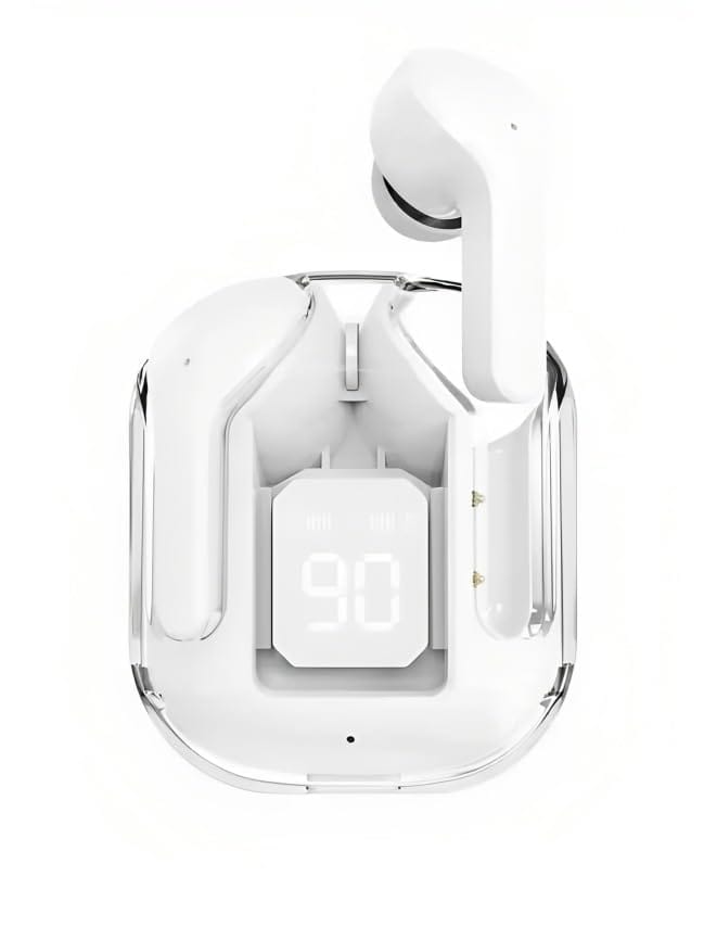 Ultrapods TWS Earbud Transparent Design, 30 Hrs Playtime with Fast 30 Hrs Playtime with Fast Charging Bluetooth 5.313mm HD BASS Drivers (White)