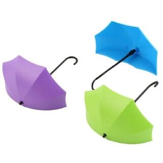 Pack of 3 Decorative Wall Mounted Umbrella Shape Key Holder Hooks  Multicolour for Keys and Wall Dcor