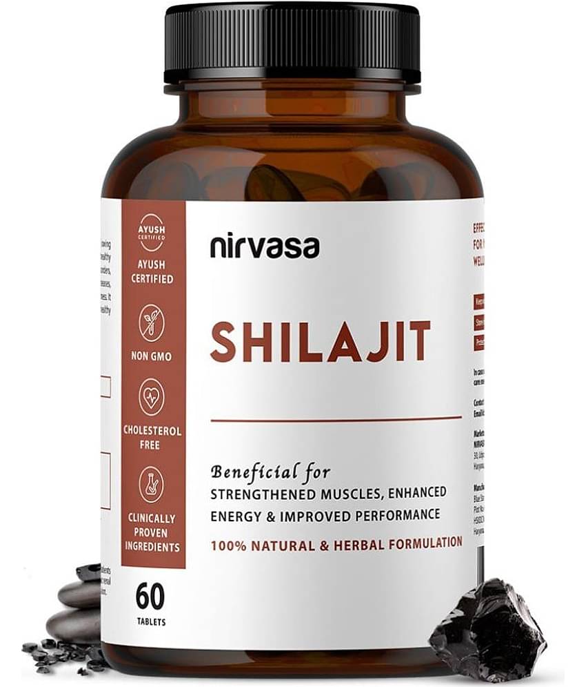 Nirvasa Shilajit Tablet Pure and Natural Shilajit/Shilajeet Resin, Vegeterian Tablet (1 x 60 Tab)