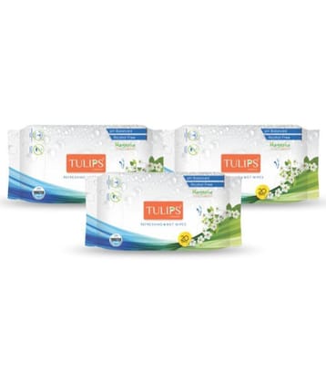 Tulips Refreshing Wet Wipes Magnolia Fragrance (3 pack x 20 wipes) Makeup Remover Wipes 317 g