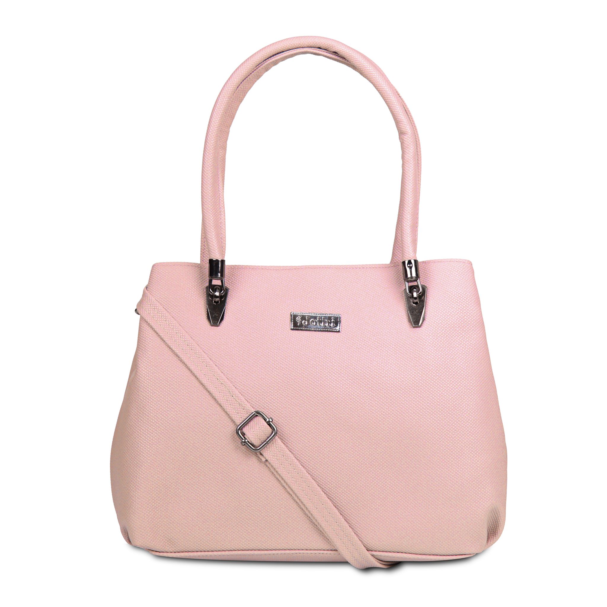 Jothi Selora Premium Womens Handbag | Multi-Compartment Synthetic Leather Tote | Matte Saffiano Finish | Water-Resistant | Soft Base | Light Pink
