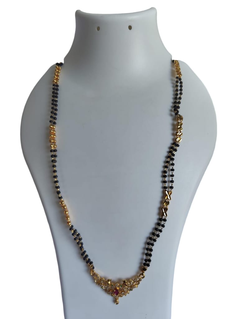 Gold Plated Mangalsutra with Black Beads for Women