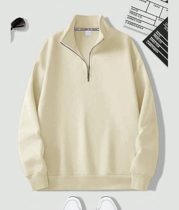 fashion and youth Fleece High Neck Men's Sweatshirt - Cream ( Pack of 1 )