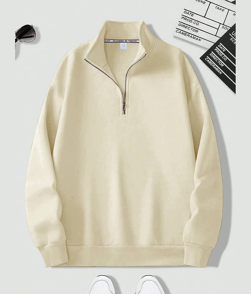 fashion and youth Fleece High Neck Men's Sweatshirt - Cream ( Pack of 1 )