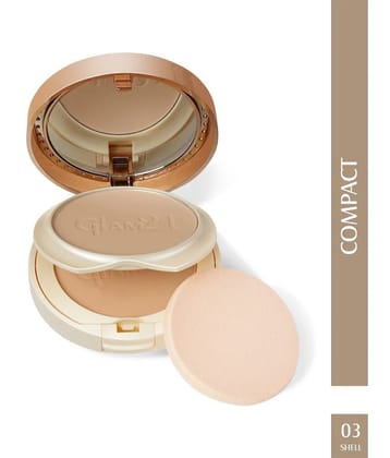 Glam21 Clear & Bright Silk 2-in-1 Compact Powder Oil Free & Sweat Resistant Formula 20gm Shell-03