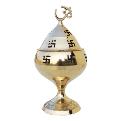 Brass Table Decor Oil Lamp Om Pakija Deepak  - Decorative Brass Diya for Gift Purpose, Height : 5 Inch (ZMAS164 G)