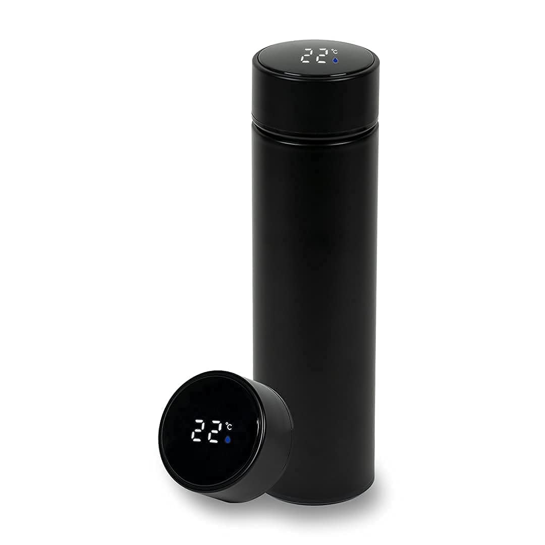 500ml Stainless Steel Smart Water Bottle with LED Temperature Display Leak-Proof, Durable Vacuum Insulated Bottle for Hot & Cold Drinks (Black) (Pack of 5)