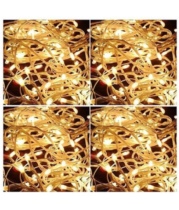 EmmEmm 4 Pcs 8Mtr Gold Diwali Rice Ladi String Lights Gold