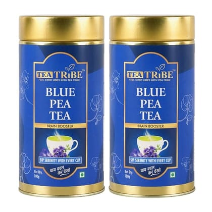 TEA TRIBE Herbal Tea Blue Pea Flower Tea Blue Natural Loose Leaf 100 Gm Herbal Ingredient for Color-Infused Beverages and Recipes (Pack of - 2)