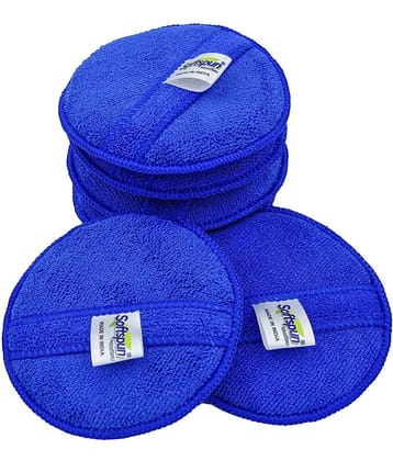 SOFTSPUN Microfiber Reusable Round Polishing Pad, 6 pieces set, (Blue) Multipurpose. Ultra-soft Applicator Pads with Finger Band Perfect cleaning for car, bike, window, and more.