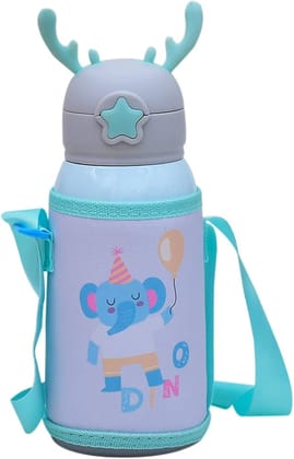 Children's Vacuum Insulated Deer Bottle with Sipper and Strap Children's Vacuum Insulated Deer Bottle with Sipper and Strap