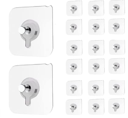 JIALTO 20 Pcs Self Adhesive Wall Hooks - Versatile 6mm Nail Design for Photo Frames Hooks, Clocks, and More - Heavy Duty, Transparent, No-Damage Hanging Solution for Bathroom, Kitchen JIALTO 20 Pcs Self Adhesive Wall Hooks - Versatile 6mm Nail Design for Photo Frames Hooks, Clocks, and More - Heavy Duty, Transparent, No-Damage Hanging Solution for Bathroom, Kitchen