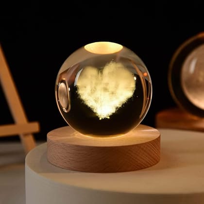 3D Love Heart Crystal Ball Night Lamp for Home Office Decoration Birthday Gift (Love Heart)-Heart