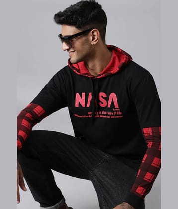 LEWEL Cotton Blend Slim Fit Checks Full Sleeves Men's Hooded T-Shirt - Multicolor ( Pack of 1 )