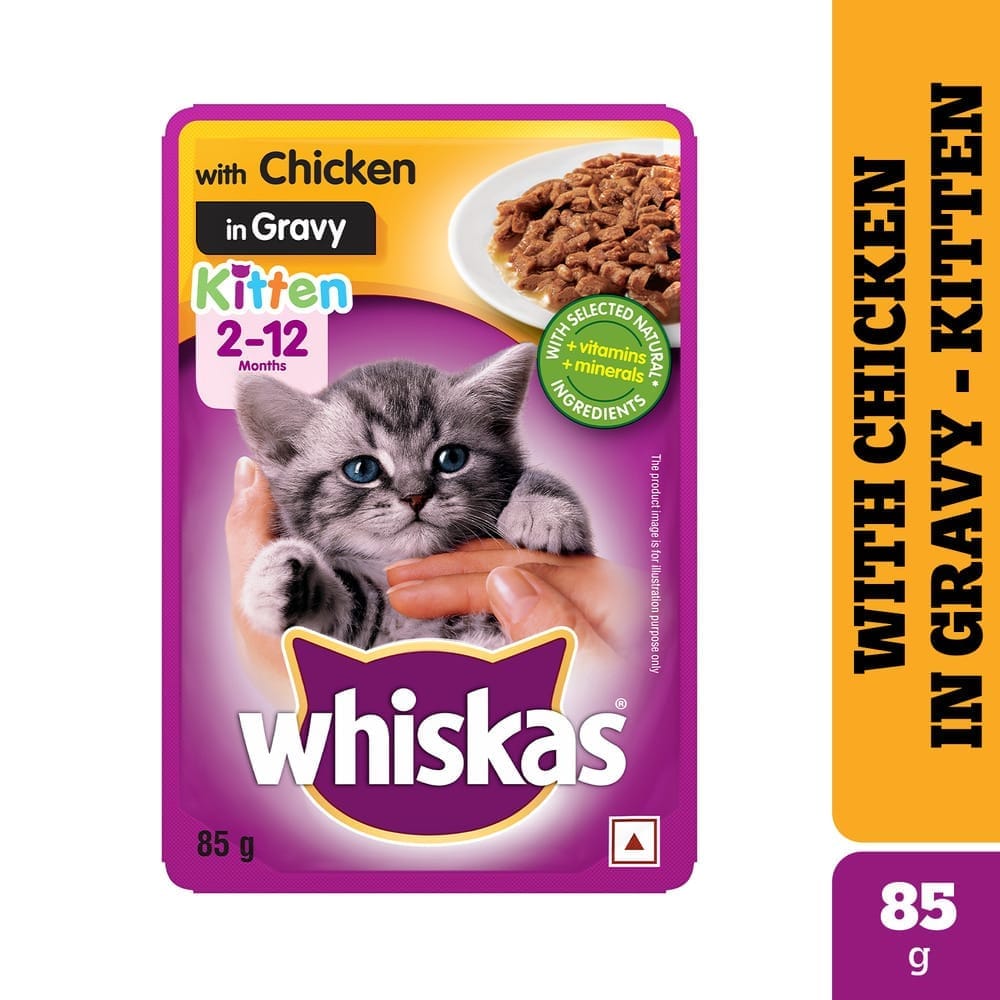 Whiskas Chicken in Gravy Kitten (2-12 Months) Wet Cat Food 80g