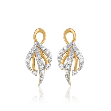 Senco Gold Floral Twist Diamond Studs (1.8 gram / 0.1 Ct / HI-SI / 14K Yellow Gold)