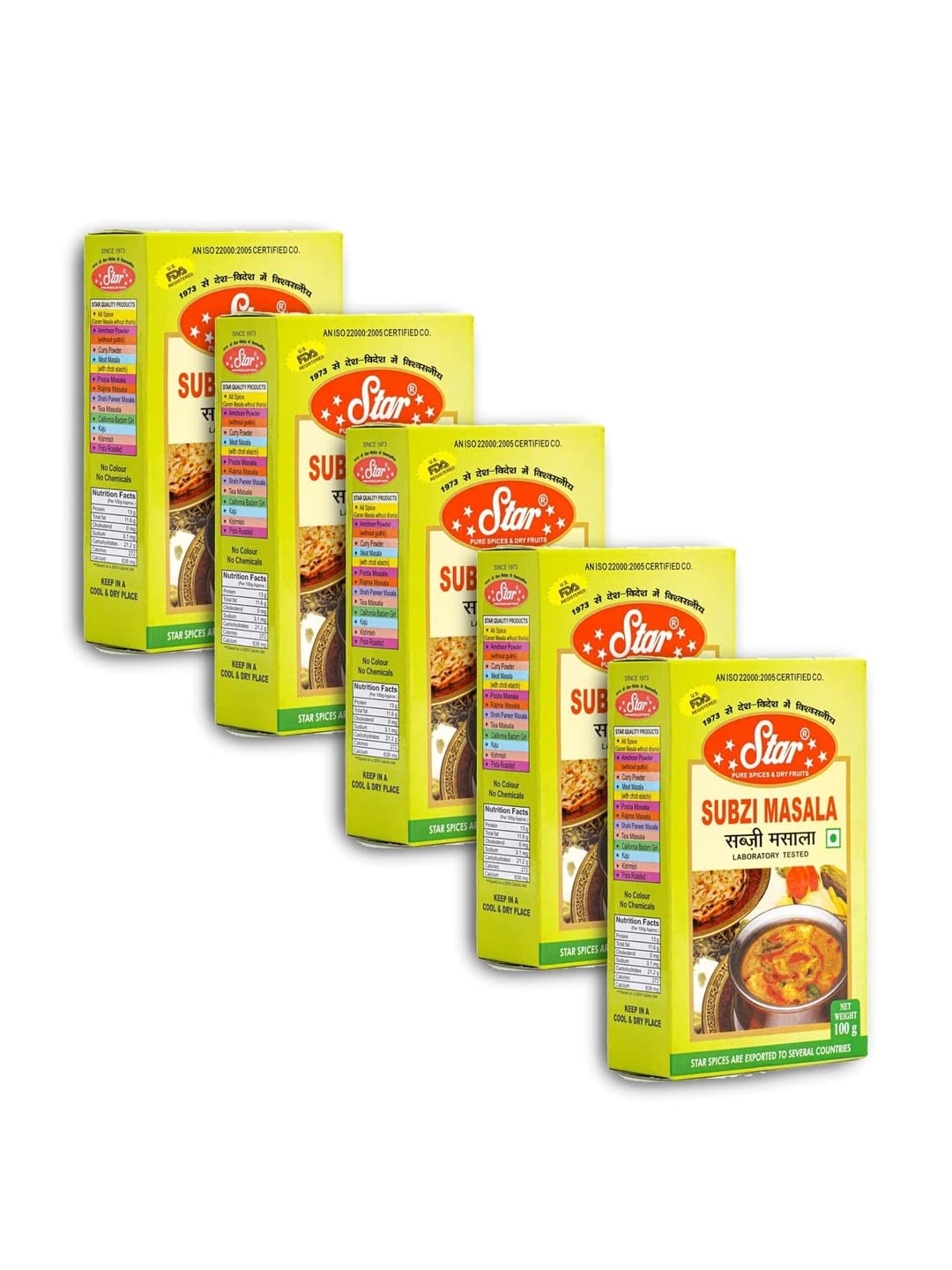 Star Spices Subzi Masala, 100 gm - Pack of 5
