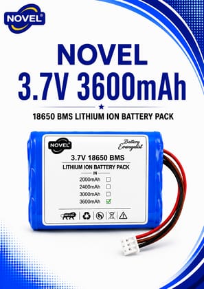 NOVEL 3.7V BMS 18650 LITHIUM ION DUAL BATTERY PACK WITH JST 3PIN- 3600mAh
