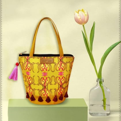 Yellow Mughal Bucket Bag