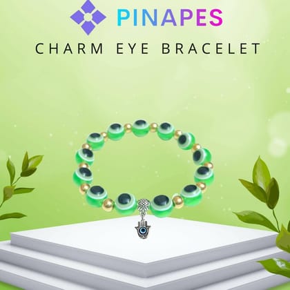 Pinapes Stylish Evil Eye Bracelet Light Green - Pack of 2 Pinapes Stylish Evil Eye Bracelet Light Green - Pack of 2