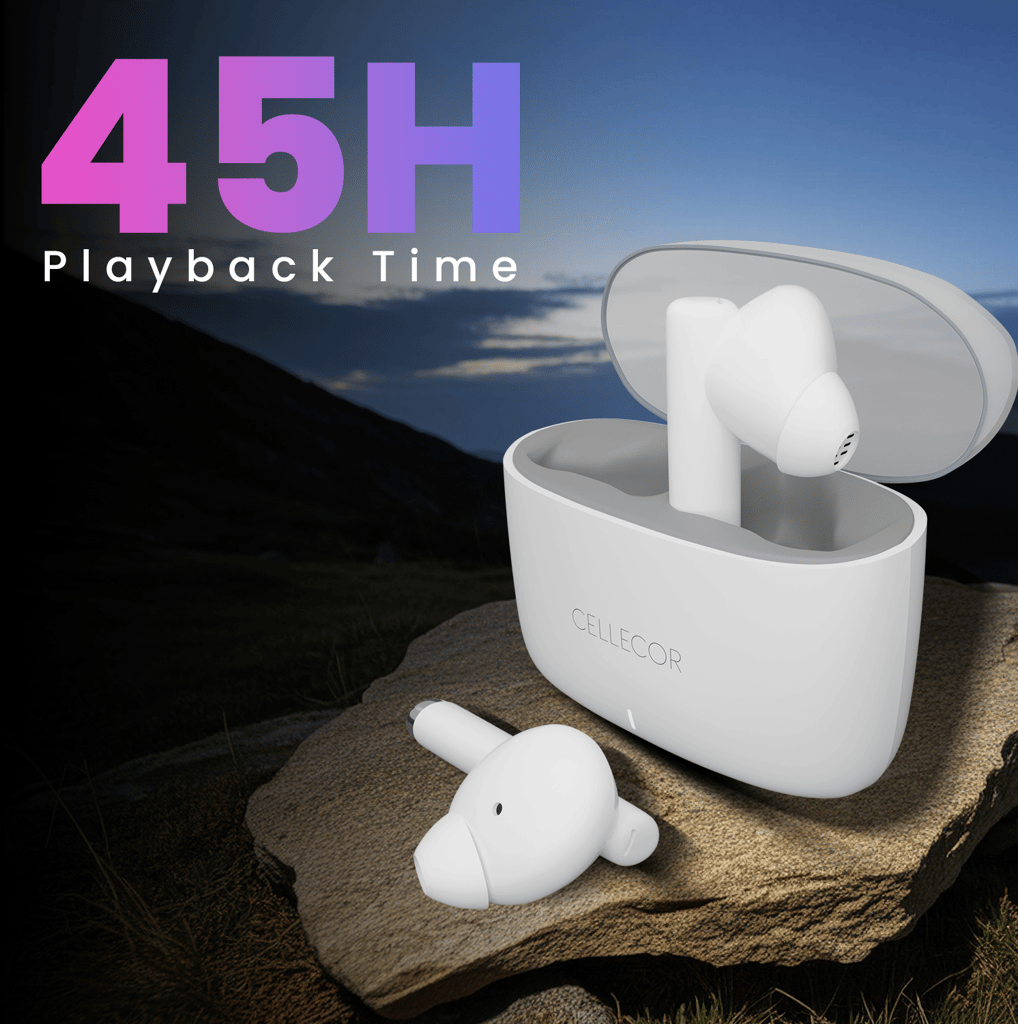 Cellecor BroPods CB11 TWS With 45 Hrs, ENC, 13mm Driver, BT v5.1, Voice Assistant, IPX4 Bluetooth- White