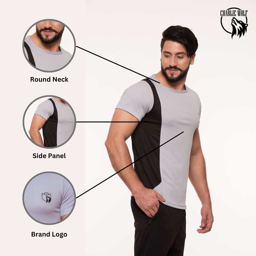 Chic Men Charlie Wolf Panel Half Sleeve T- shirts 2025 at ShopCircuit | ONDC
