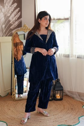Sadaf Embroidered Velvet Co-ords Sets-L
