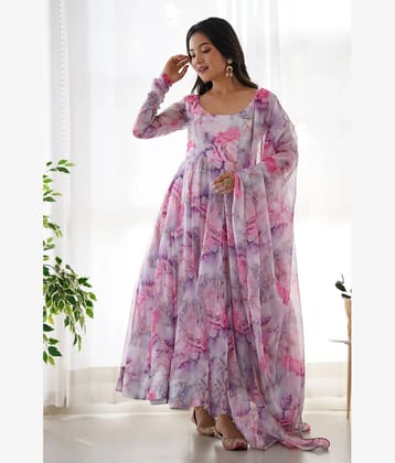 Trijal Fab Multicolor Anarkali Georgette Women's Stitched Ethnic Gown ( Pack of 1 )