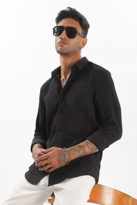 Black - Modern Fit Textured Shirt-S