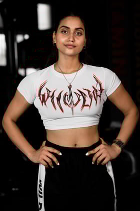 NIGHT WALKER ELITE CROP COMPRESSION FIRE RED PRINT (CELESTIAL WHITE)-XXL
