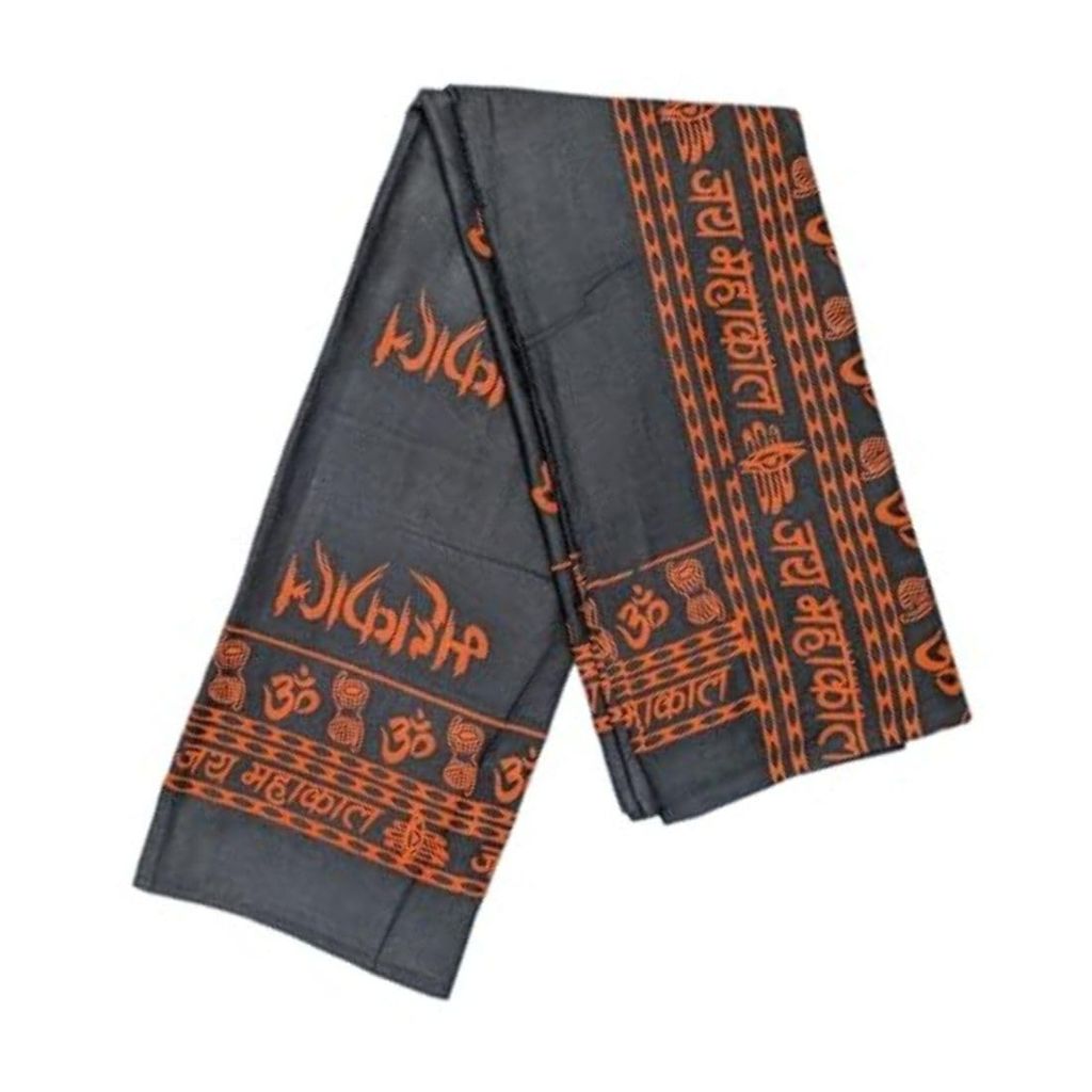MAYAPURI Pure Cotton Mahakal Printed Religious Chadar, Cotton Stole or Adults Unisex Dupatta (Black, Pack of 1) - Pooja Needs | Buy online on ZillyBuy