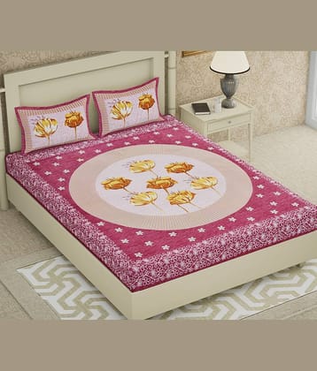 Cosito Cotton 1 Double Bedsheet with 2 Pillow Covers ( Pink )
