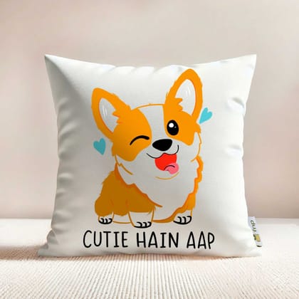 FNP Cutie Hain Aap Corgi Message Cushion - Soft Polyester & Recron Fill - Fun Gift & Cozy Home Decor Accent
